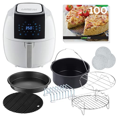 GoWISE USA 5.8Quart 8in1 Air Fryer with Recipe Book, 6 piece Accessory Set and 1 Pack of
