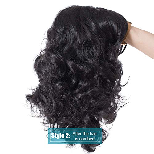 Summer Style Short Curly Wigs For Black Women, Upgrade Of Womens Black Wigs With Bangs (Black)