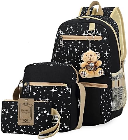 Mocha weir Bookbags Children School College Travel Backpack (1.black)