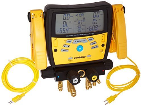 Fieldpiece SMAN460 4-Port Wireless Manifold with Micron Gauge, Replaces Sman4