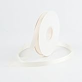 DINDOSAL Satin Ribbon - 1/2 Inch Thin Cream Ivory Beige Ribbon for Wedding Decor, Gift Wrapping, Hair, Crafts, Flower Bouquet, Invitation Card Tags - 50 Yards