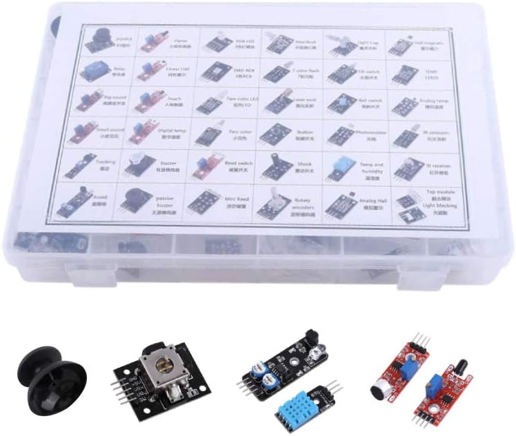 Plyisty Ultimate 37 in 1 Sensor Modules Kit for Electronic Components Starter Kit Set for MCU Education User Beginners