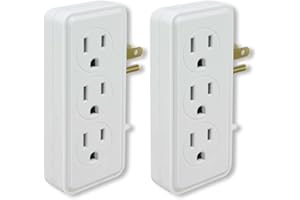 OSKOS 3-Pole Adapter, 6 Wall Outlet Extender, Sided outlets Splitter Multiple Outlet Wall Plug for Home Office Dorm Room, 2 Pack
