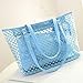 Lady Clear Large Multi-Color Jelly Plastic Work Tote Shoulder Handbag Blue