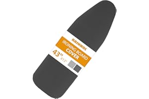 RAINHOL 43x13 Small Ironing Board Cover and Pad, Iron Board Replacement Cover, Thick Felt Padding, Scorch Resistant 100% Cott