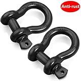 LIBERRWAY Shackles 3/4" (2 Pack) 57,000 lbs Break Strength with 7/8'' Pin D Ring Shackle Rugged Off Road Shackles Heavy Duty D Ring for Jeep Vehicle Recovery, Black