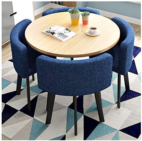 受付と椅子の組み合わせモダンなミニマリストのリビングルームのディスプレイラウンドテーブルオフィスラウンジ会議室交渉テーブルと椅子 セットカフェミルクティーショップデザートショップテーブル Color Blue Svietimocentras Lt