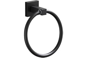 Matte Black Towel Ring,NSCMQSL Modern Hand Towel Ring Holder for Bathroom Wall Mounted,SUS304 Stainless Steel Construction Ba