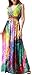 Wantdo Women's Maxi Dress Floral Print V Neck Casual Long Skirt Plus Size