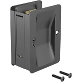Richelieu | Onward Passage Pocket Door Pull, Rectangular, Black | Sliding Pocket Door Handle, Non-Locking, Adjustable for 1 1/4-inch to 1 1/2-inch Door Thickness, Screws Included, Reversible