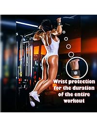 ¡Juega con inteligencia, con músculo UP! Ganchos de elevación pesados de acero sólido con protección de la correa de muñeca con revestimiento antideslizante acolchado de neopreno grueso para hombres y mujeres