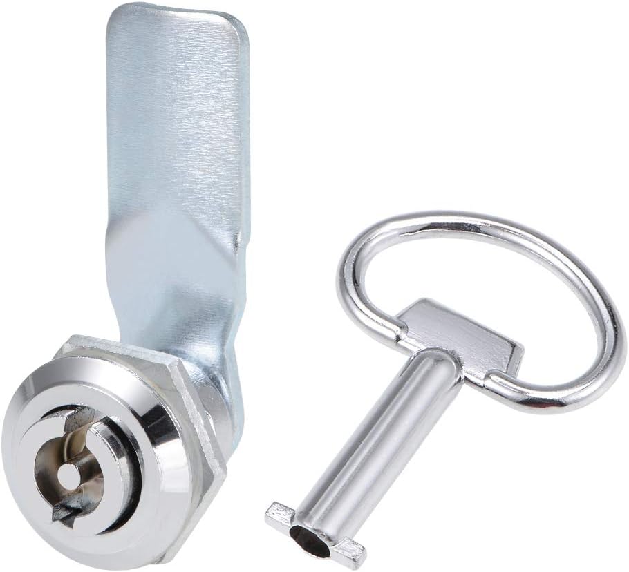 sourcing map Tubular Cam Lock, 18mm Cylinder Length Flat Cam, Fits Up to 1/4-inch Thick Panel Slotted Key