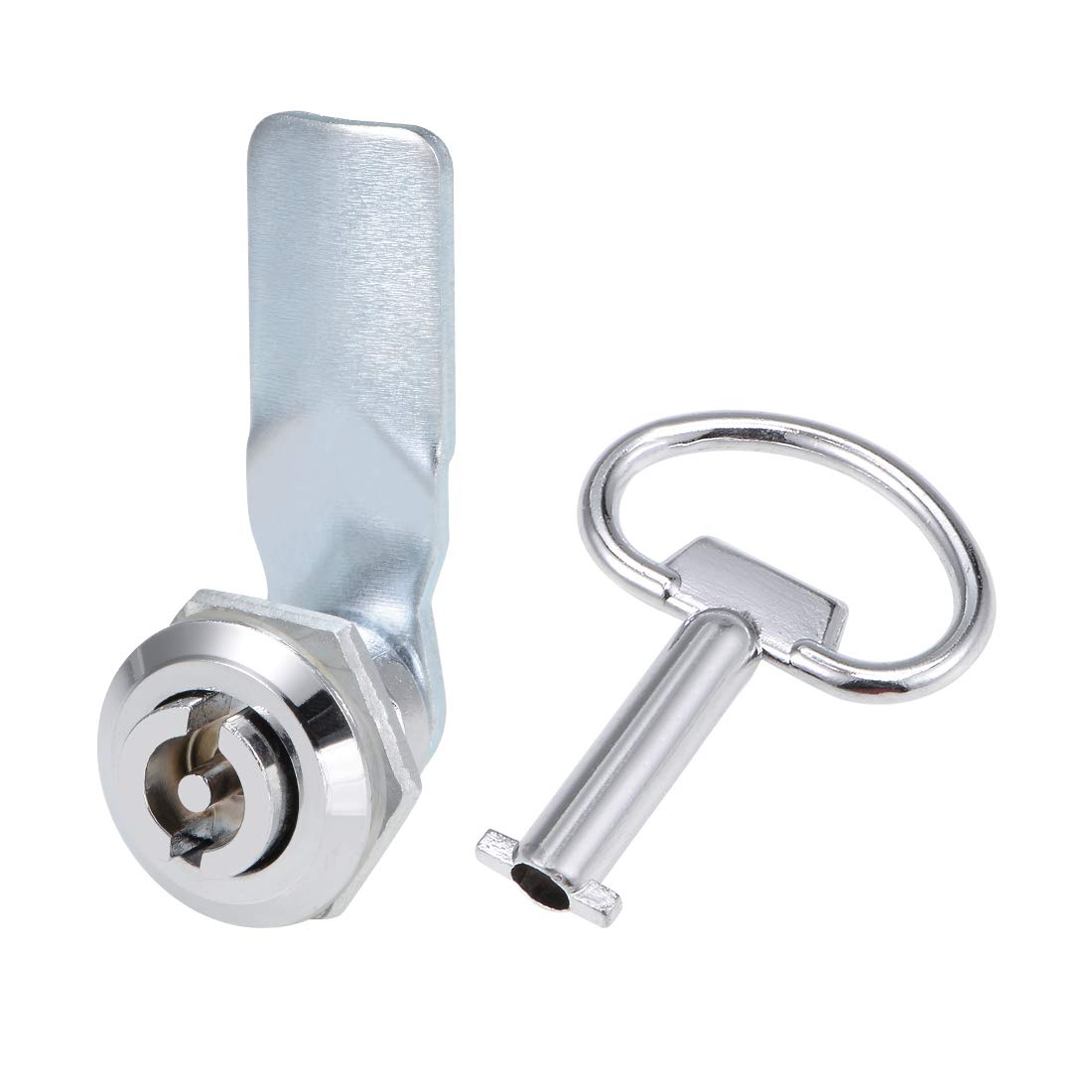 sourcing map Tubular Cam Lock, 18mm Cylinder Length Flat Cam, Fits Up to 1/4-inch Thick Panel Slotted Key