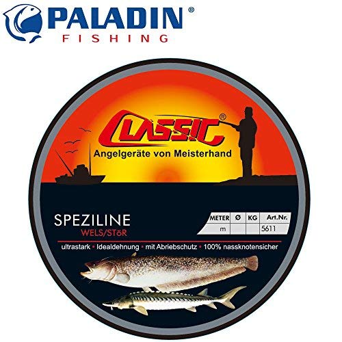 Paladin Classic Speziline Wels Stör transparent 250m 0,40mm 11,0kg - Angelschnur zum Wallerangeln, Wallerschnur, Schnur für Störe