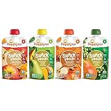 Happy Tot Organic Stage 4 Super Foods Variety Pack, 4.22 Ounce Pouch (Pack of 16) Green Beans/Pear/Pea, Sweet Potato/Apple/Carrot/Cinnamon, Apple/Butternut/Spinach/Mango/Pear (Packaging May Vary)