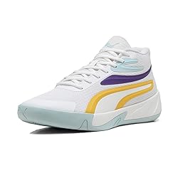 PUMA Men's Court Pro Basketball Shoes, White-Yellow