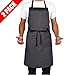 KINGO HOME 2 Pack Adjustable Extra Long Ties Chef Cooking Apron with Pockets Kitchen Bib Apron, Black/White Pinstripe (32 x 27 Inches)