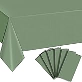 Kilyparty 6 Pack Sage Green Plastic Tablecloths for Rectangle Tables Waterproof Sage Green Table Cover for Birthday Bridal Wedding Baby Shower Party Decorations, 54 X 108Inch