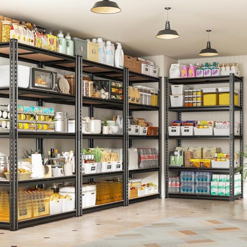 2020LBS Garage Shelving Heavy Duty 5 Tier Storage Shelves Adjustable Metal Shelving for Basement, Warehouse, Pantry, Closet, Kitchen, Easy Assembly, 90cm x 40cm x 180cm, Galvanized (Black)