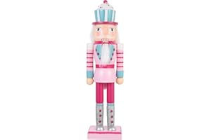 NOLITOY Decoration Traditional Nutcracker Soldier Ornament 35cm Wooden Cupcake Nutcracker Patriotic Nutcracker Figurine Holiday Xmas Table Centerpiece Christmas Crackers