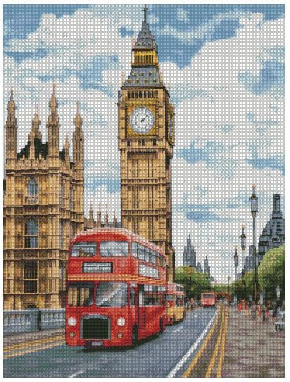 London in Spring Landscape Cross Stitch Kits,14count, Blank aida Fabric, 200x250 Stitch 36x44 cm Cotton Cross Stitch Kits