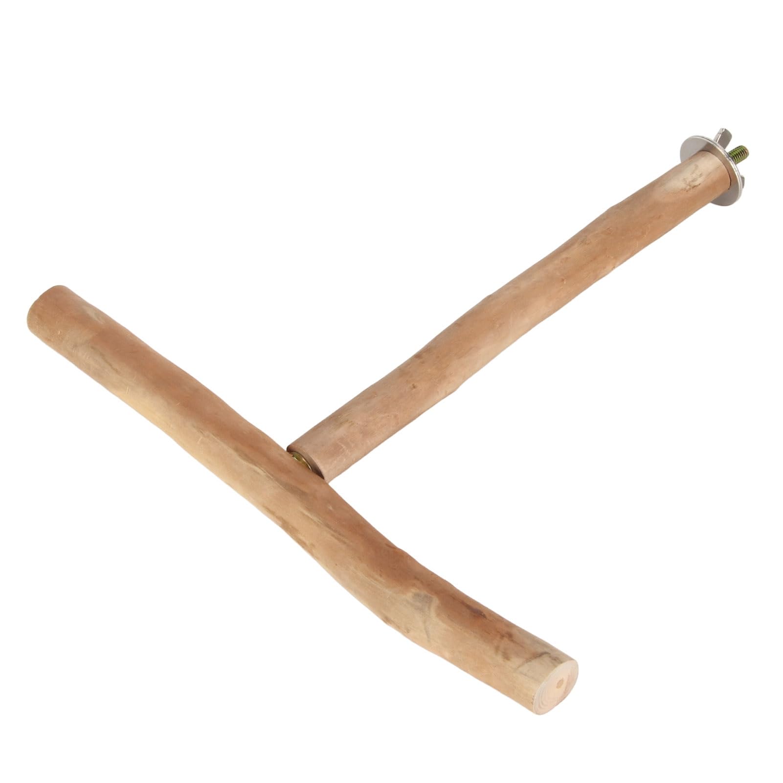 Zerodis Bird Perch, Rough Appearance Simply Grasping Chewing Wood T Shape Bird Toys Relax and Decompression Wooden Parrot Perch for Bird Cage