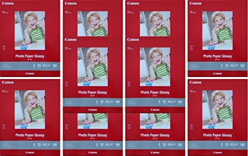 10 Pack 1000 Total Sheets Canon Photo Paper Glossy for Pixma Printer 8.5X11 Inch Bundle