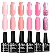 NAILGIL Pink Gel Nail Polish Set, Natural 6 Colors Baby Nude Pink Soak Off Nail Gel for Nail Art ...