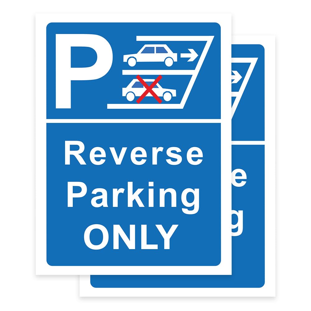 RDLCAR Reverse Parking Only Signs 1mm Thick PVC Pack of 2 High Visibility Durable Portrait 300mm x 400mm Outdoor Parking Signage