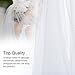 PRETTY SEE Wedding Veil Bridal Tulle Veils with Comb and Lace Ribbon Edge White