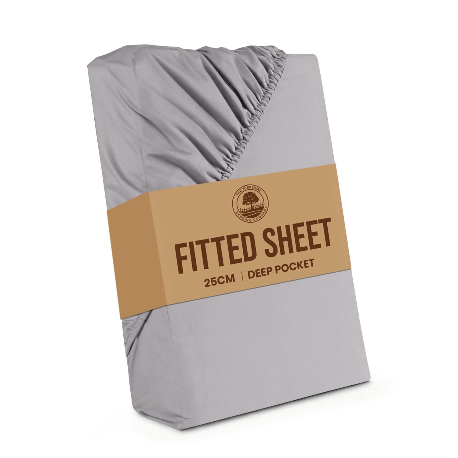 Yorkshire Bedding Single Fitted Sheet 25CM Extra Deep Pocket Grey Bed Sheets with Elastic Corners Anti Wrinkle Soft Brushed Microfiber Breathable Shrinkage Fade-Resistant Bedsheets