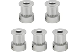 ReliaBot 5PCs Aluminum 2GT Timing Pulley 20 Teeth Bore 6.35mm for Nema 23 Stepper Motor Shaft 1/4" and 3D Printer 10mm Width 2GT Timing Belt