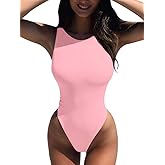 LCNBA Women's Sexy High Neck Sleeveless Bodysuit Basic Top Bodysuit Jumpsuit