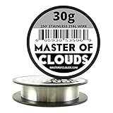 SS 316L - 250 ft. 30 Gauge AWG Stainless Steel Resistance Wire 0.25 mm 30g 250’