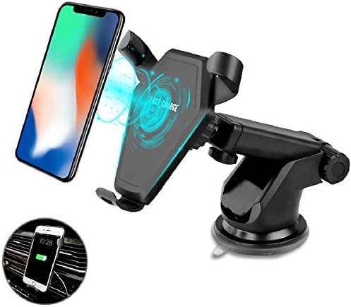 Wireless Car Charger for Smart Phones Phone Charger Car Mount Gravity Linkage Air Vent/Dashboard Suction Mount Compatible with all Qi-Enabled Devices (black)