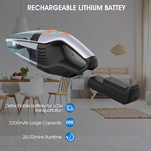 SUAOKI Handheld Vacuum Cordless, 6.5Kpa Hand Vacuum Cleaner with 14.8V Li-ion Battery Powered Rechargeable Quick Charge Washable Double Filter Stainless Steel, Dry Vac for Home, Carpet, Car, Hard Floo
