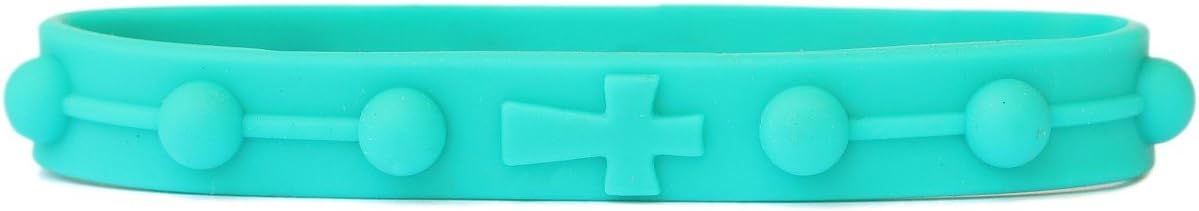 1 Rosary Wristband Bracelet in Teal (8 inch Size for Teen/Adult)