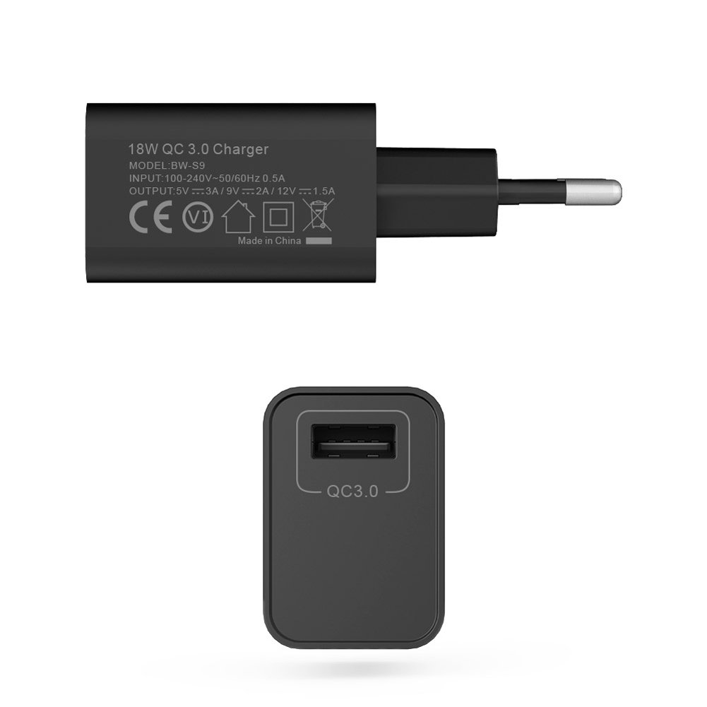 USB Ladegerät, BlitzWolf 18W USB Netzteil Wand Adapter mit 1m 2.4A Micro USB Kabel für iPhone 7 / 6 / 6 Plus, iPad Air 2 / Mini 3, Samsung Galaxy S6 / S6 Edge, Nexus, HTC M9, Motorola, LG, Qualcomm QC2.0, QC3.0, HUAWEI FCP, BC1.2 und usw(Sc