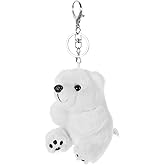 TOYANDONA White Plush Bear Keychain - Cute Polar Bear Bag Charm Plush Stuffed Animal Keychain for Handbag Purse Backpack Car Keys