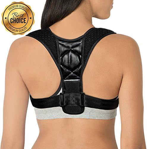 Posture Corrector for Women or Men (Medium 30"-37"), Adjustable Back Brace, Straightener Strap for Slouching, Back Pain, Shoulder Neck Relief