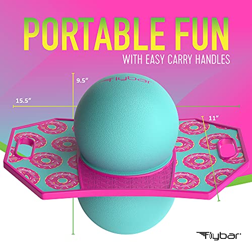 Flybar Donut Pogo Ball for Kids, Jump Trick Bounce Board with Pump and