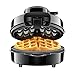Chefman Perfect Pour Volcano Belgian Waffle Maker ®, Round Electric Waffle Iron, Easy Use, No Overflow Design - FREE Measuring Cup & Pour Spout, Silver/Black