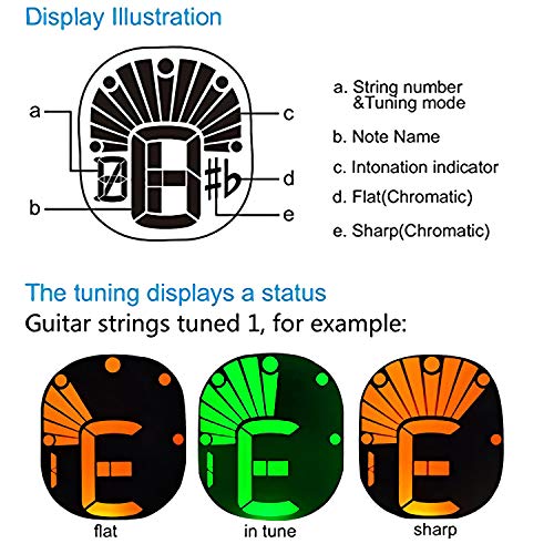 Guitar Tuner Clip-On with LCD Display for All String Instruments with Bass, Ukulele,Violin Accessories (cat-brown) - Thumbnail 4
