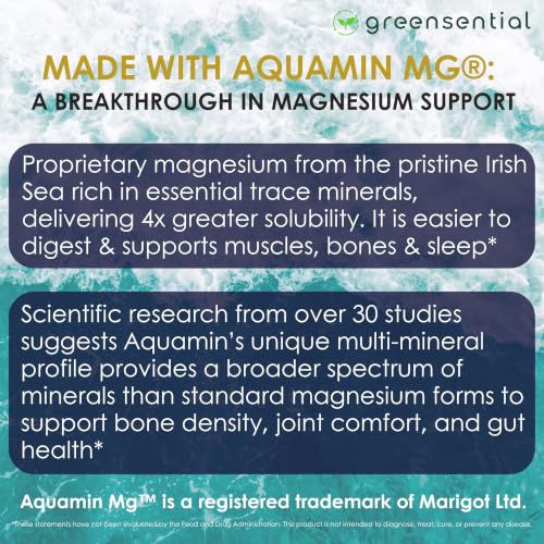 Greensential 5-in-1 Magnesium Complex w/Glycinate | 2-Month Supply | Sleep & Muscle Support, Chelated for Max Absorption, Made in USA, GMP Certified, 2X 3rd Party Tested, 120 Capsules