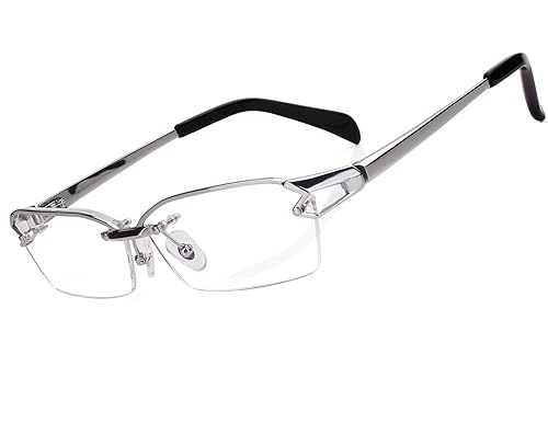 Agstum Luxury Titanium Semi Rimless Business Glasses Frame Eyeglasses Clear  Lens (Ag1143-Silver) in Oman Whizz Prescription Eyewear Frames