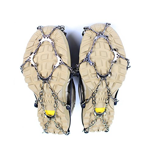 10 teeth universal ice grip anti-slip shoe cover with stainless claw for outdoor activities,Hiking,climbing,Hunting,Fishing and Snow weather (Black, M) - Thumbnail 4