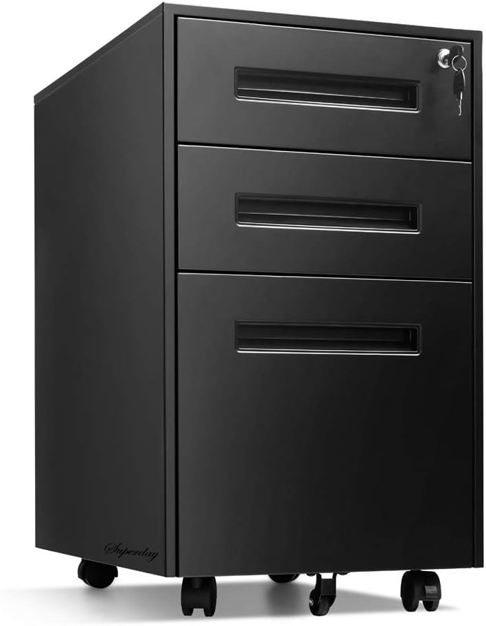 Locking File Rolling Metal Filing 3 Drawer