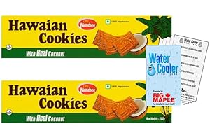 Real Coconut Hawaiian Cookies Bundle. Includes (2) Packages of Munchee Hawaiian Cookies with Real Coconut (200g per) with Wat