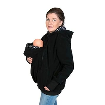 Soteer Damen Tragejacke Babytrage 3 in 1 Baby Carrier Umstandsjacke Fleecepullover Tragepullover für Mama Neugeborene Känguru