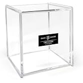 Isaac Jacobs Clear Acrylic Cube Organizer with Lid for Home and Office | 5.25" L x 5.25" W x 5.75" H, Stackable, Storage Solution for Makeup, School &amp; Office Supplies, for Bathroom, Kitchen, Office